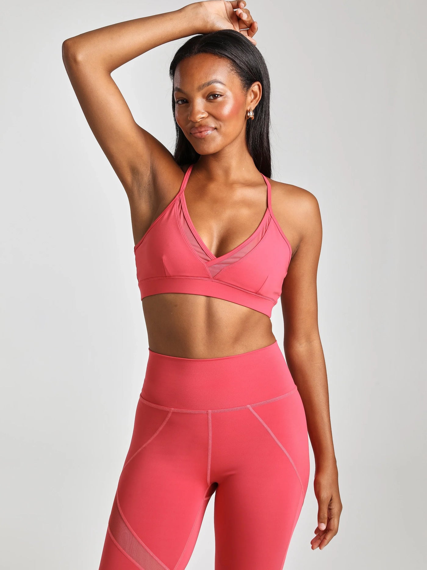 V-Neck Mesh Panel Bra