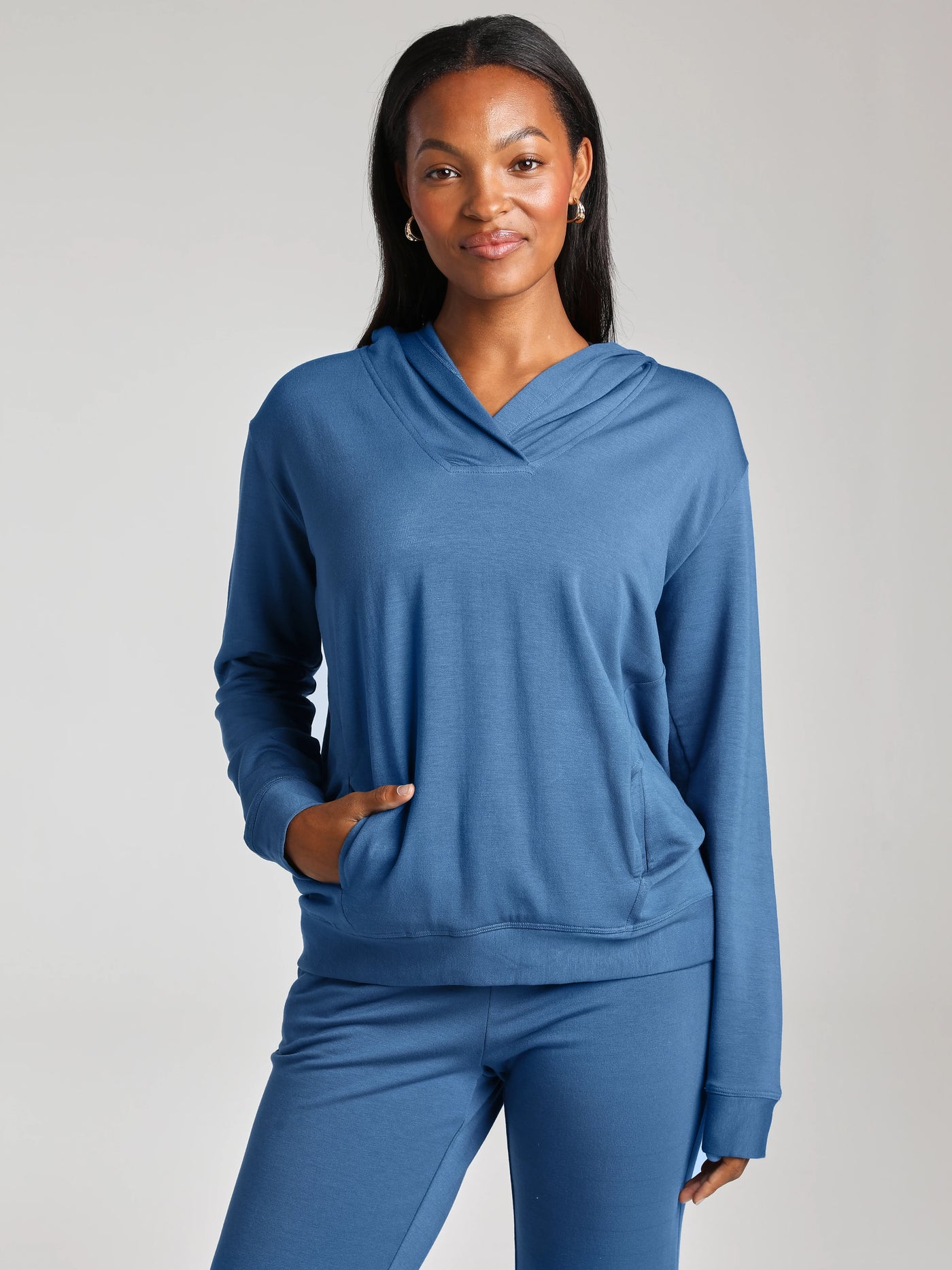 Tenderblend Malibu Oversized Micromodal Crossover V-Neck Hoodie