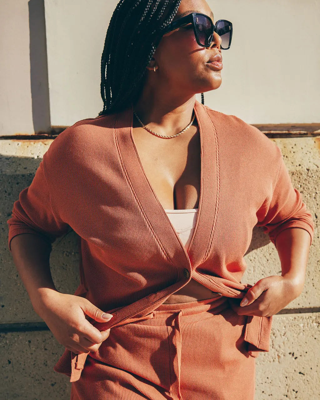 Organic Thermal Relaxed Cardigan