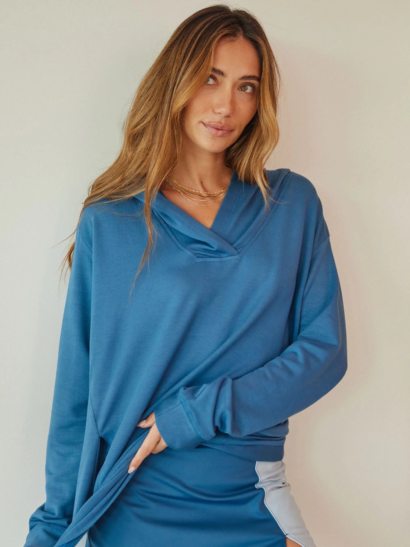 Tenderblend Malibu Oversized Micromodal Crossover V-Neck Hoodie